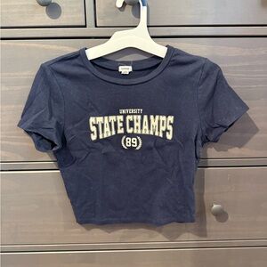 Garage Navy Blue Crop Top